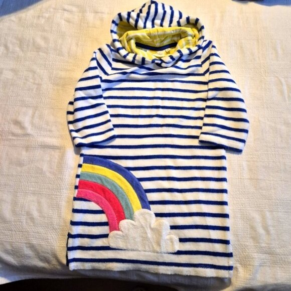 Mini Boden girls size 3-4 years towelling throw on hoodie, rainbow design EUC - Picture 1 of 5